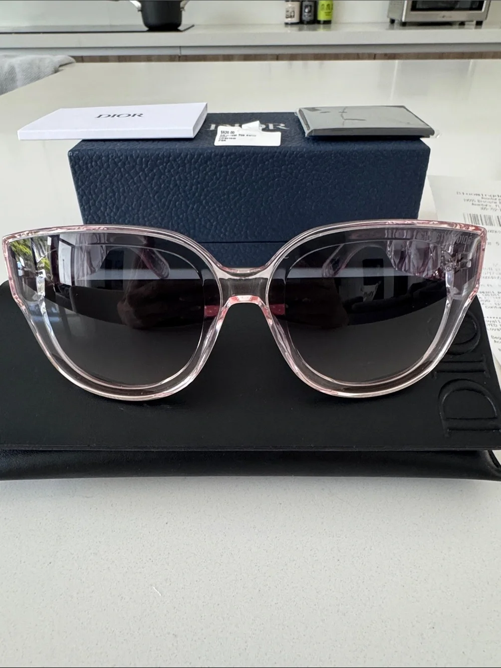 Dior Crystal Pink Cat-Eye Sunglasses with Dark Gradient Lenses